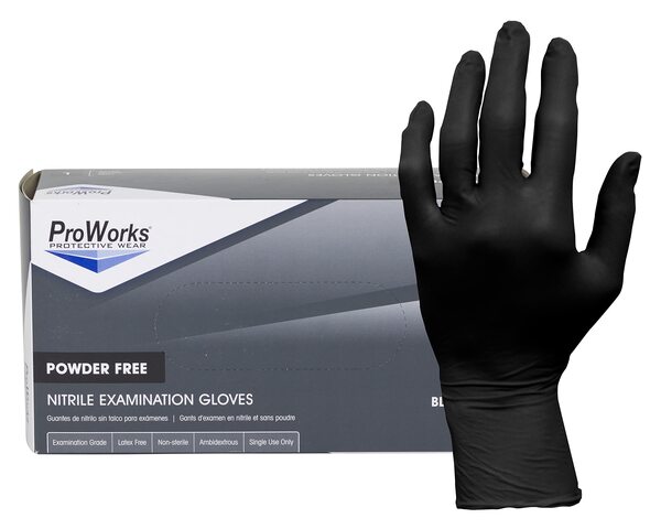 NT-GL-N107F-L BLACK NITRILE POWDER FREE EXAM GLOVES, 6MIL - L 100/BX